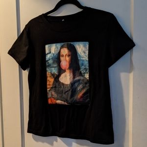 Mona Lisa blowing a bubble by Shein